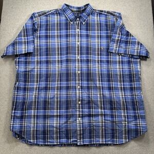 Polo Ralph Lauren‎ Shirt Mens 4XB blue Madras Plaid Flesh Pony Button Up Oxford